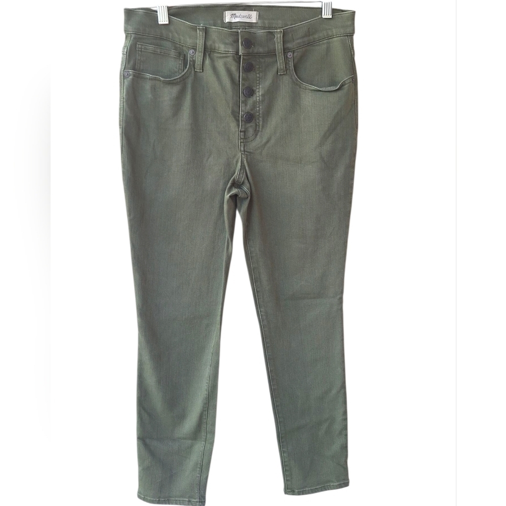 Madewell Olive Green 9" High Rise Skinny Crop Button Fly Women's Jeans Size 29